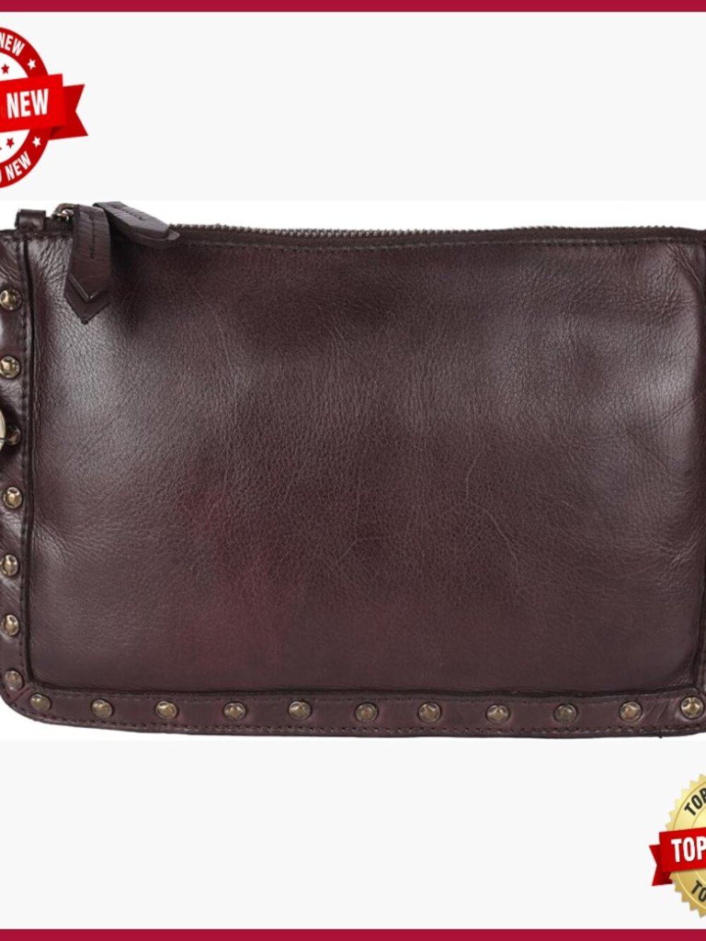 Italian Leather Boho Studded Crossbody Shoulder Bag